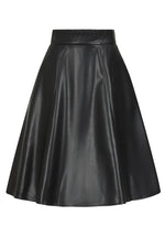 Daphne Faux Leather Black Full Skirt by Banned