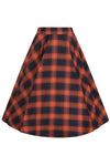 Pumpkin and Black Plaid Sue Circle Skirt by Banned