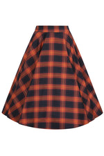 Pumpkin and Black Plaid Sue Circle Skirt by Banned
