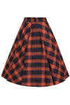 Pumpkin and Black Plaid Sue Circle Skirt by Banned