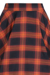 Pumpkin and Black Plaid Sue Circle Skirt by Banned
