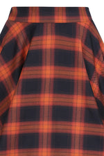 Pumpkin and Black Plaid Sue Circle Skirt by Banned