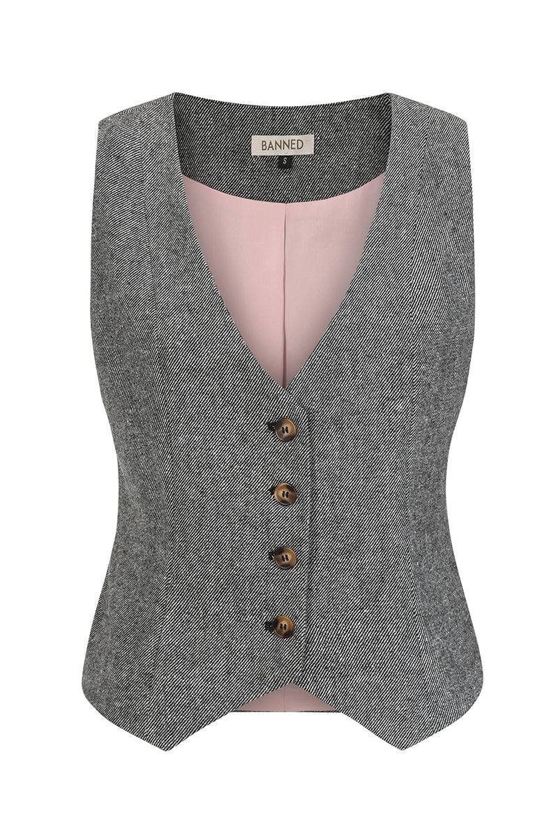 Selma Black and White Fitted Vest by Banned