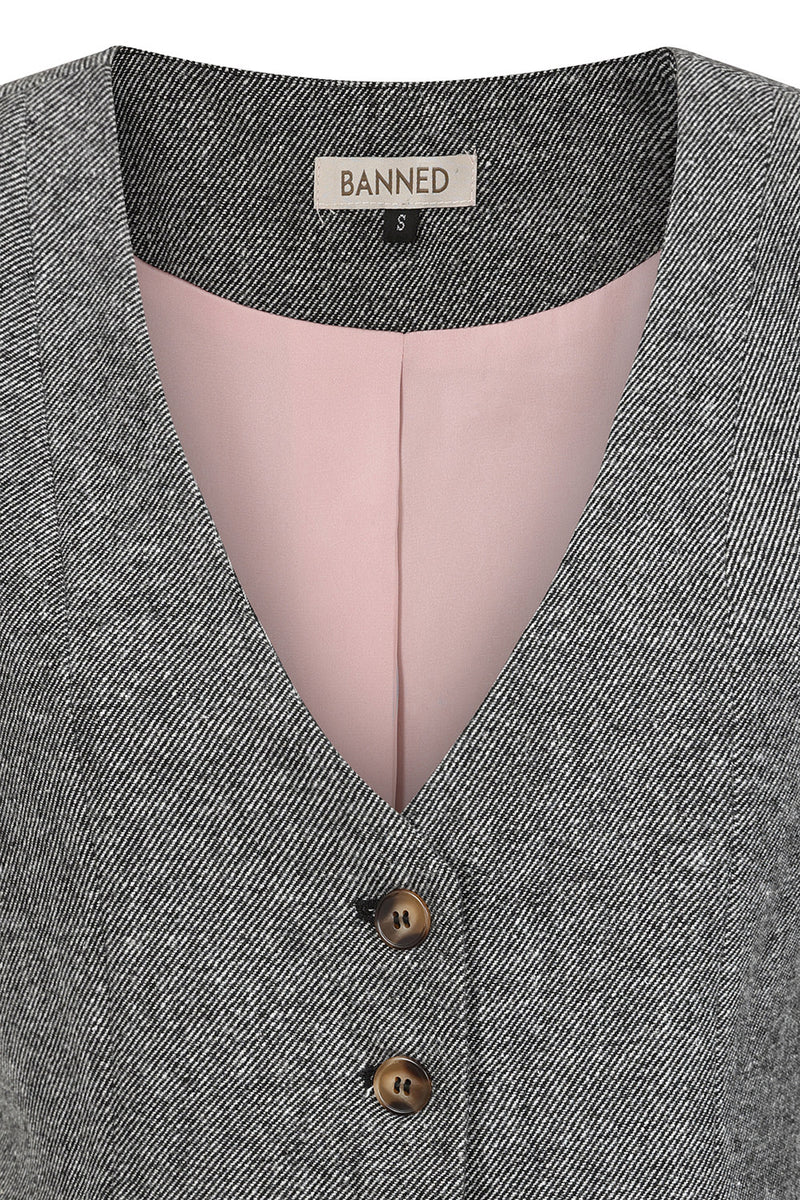 Selma Black and White Fitted Vest by Banned