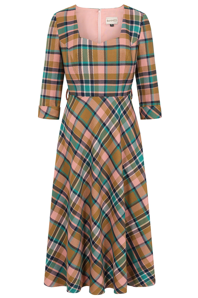Harriet Dress in Pink Plaid by Banned
