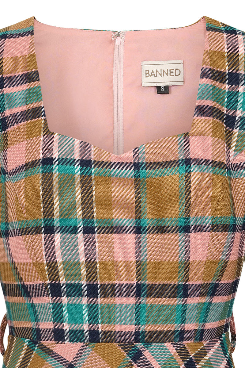 Harriet Dress in Pink Plaid by Banned
