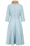 Blue Lorna Dress with a Faux Fur Collar by Banned