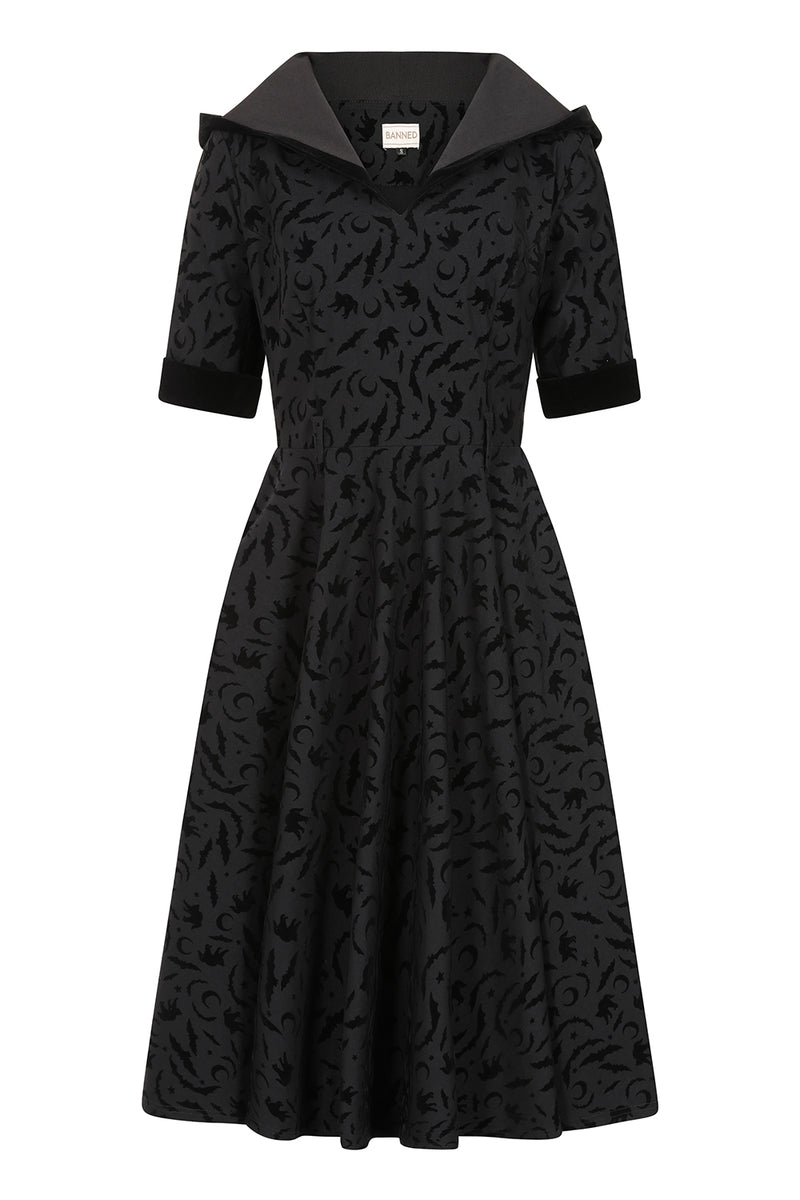 Black Tara Halloween Night Hooded Dress by Banned