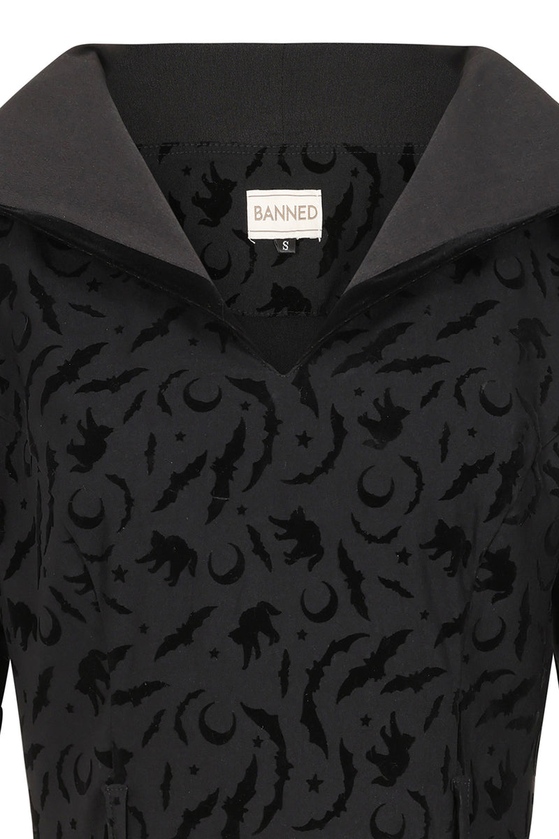 Black Tara Halloween Night Hooded Dress by Banned