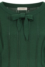 Angel Pointelle Knit Sweater in Green by Banned
