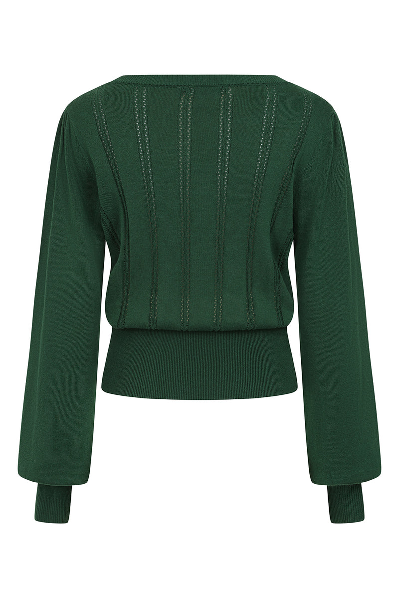 Angel Pointelle Knit Sweater in Green by Banned