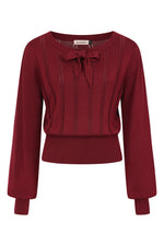 Angel Pointelle Knit Sweater in Burgundy by Banned