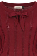 Angel Pointelle Knit Sweater in Burgundy by Banned