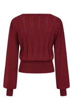 Angel Pointelle Knit Sweater in Burgundy by Banned