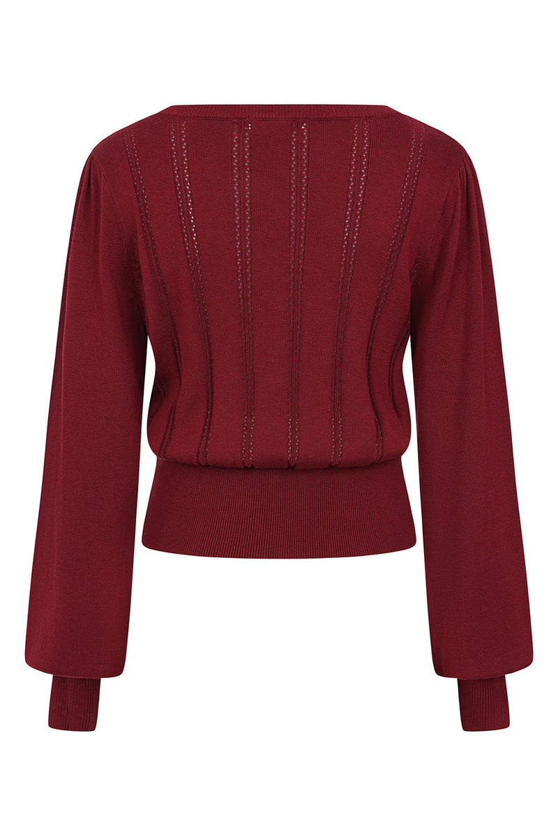 Angel Pointelle Knit Sweater in Burgundy by Banned