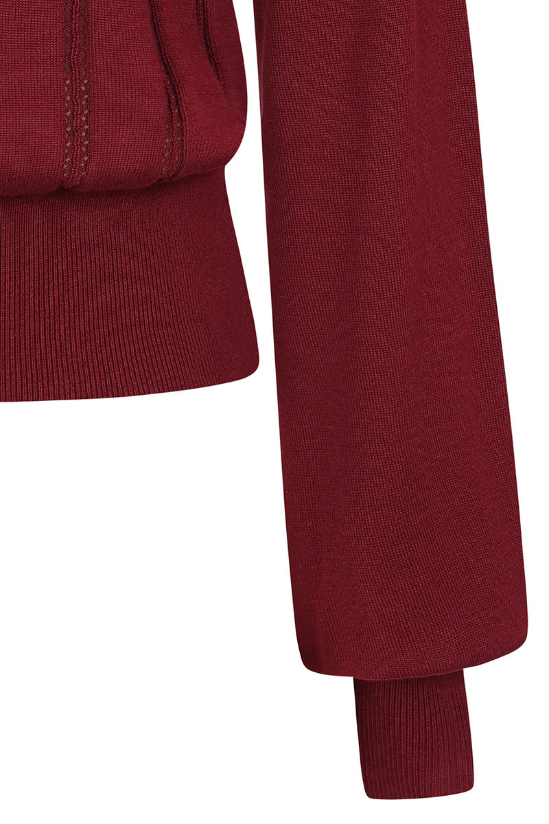 Angel Pointelle Knit Sweater in Burgundy by Banned