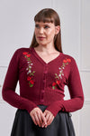 Nara Roses Cardigan in Burgundy by Banned