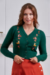 Nara Forest Friends Cardigan in Green by Banned