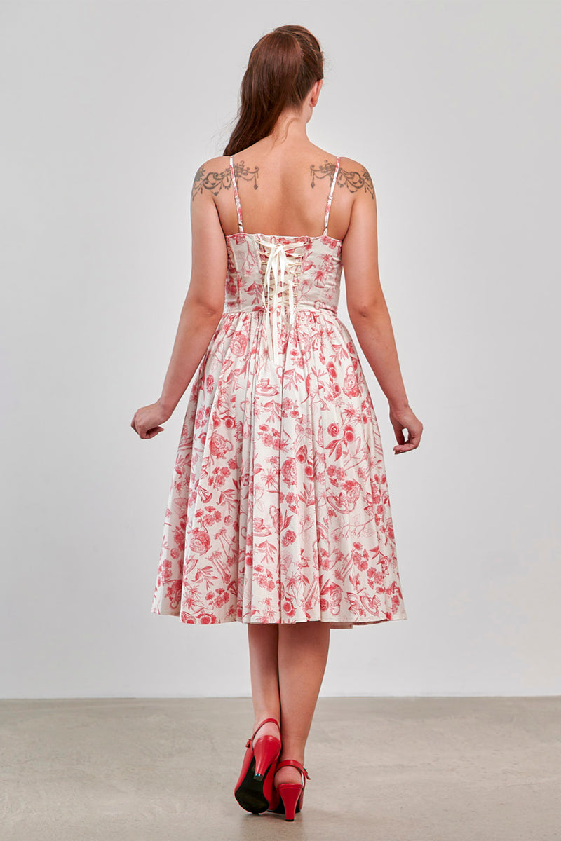Cream Jeanie Tea Floral Corset Dress by Banned Modern Millie Cream Jeanie Tea Floral Corset Dress by Banned Modern Millie