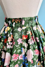 Dark Green Floral Skirt by Retrolicious