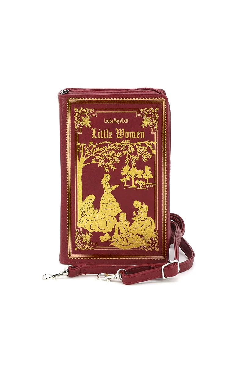 Burgundy Little Women Book Cross-body Bag