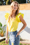 Lemon Tiered Ruffle Sleeve Top