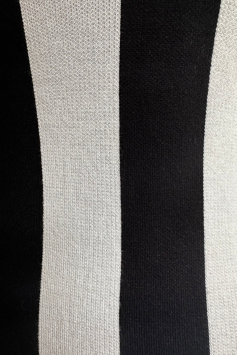 Black and White Striped Knit Body Con Midi Dress by Banned