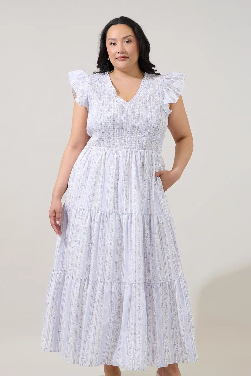 floral smocked maxi dress Lavender and Bow Floral Smocked Maxi Dress – Modern Millie