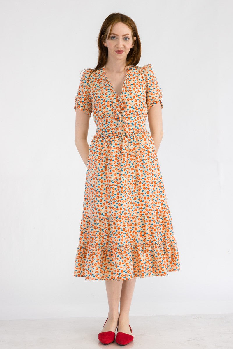 Final Sale Ditsy Floral Short Sleeve Vintage Style Dress by Tulip B.