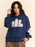 Patchwork Sweater Hoodie in Navy