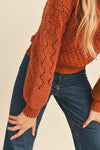 Mixed Pointelle Sweater in Caramel