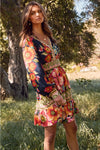 Navy Floral Long Sleeve Mini Dress