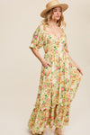 Floral Sweetheart Neck Maxi Dress