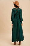 Lace Panel Maxi Dress in Emerald