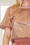 Champagne Sequin Puff Sleeve Top