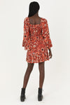 Bell Sleeve Mini Tunic Dress in Rust Floral by Angie