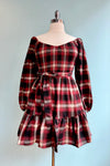 Red and Black Woven Plaid Mini Dress