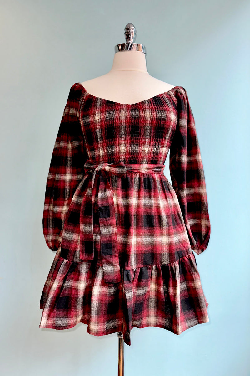red black prom dress Red and Black Woven Plaid Mini Dress 3X-Large