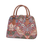 William Morris Strawberry Thief in Rust Tapestry Satchel Bag