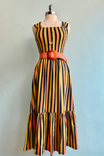 Final Sale Navy and Chartreuse Stripe Opal Dress by Mata Traders