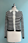 Black and White Cropped Collared Cardigan by Compania Fantastica