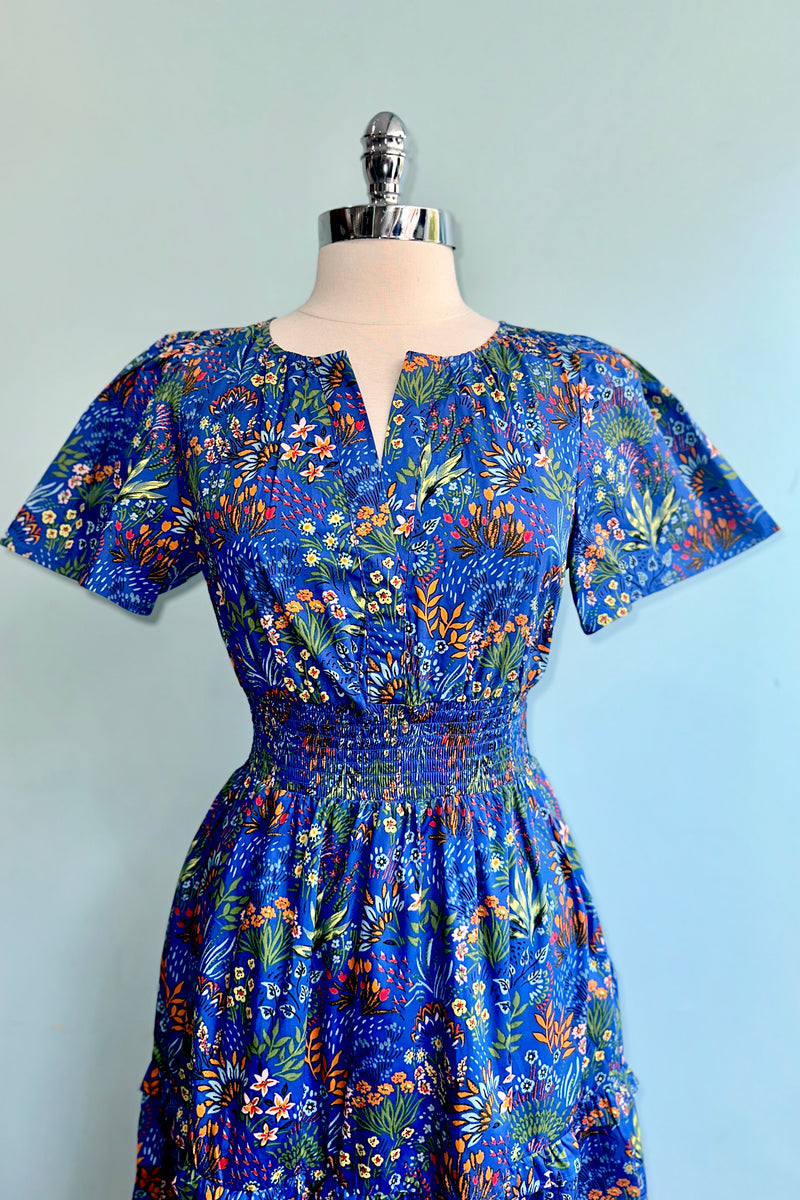 Cobalt Floral Short Sleeve Maxi Dress – Modern Millie