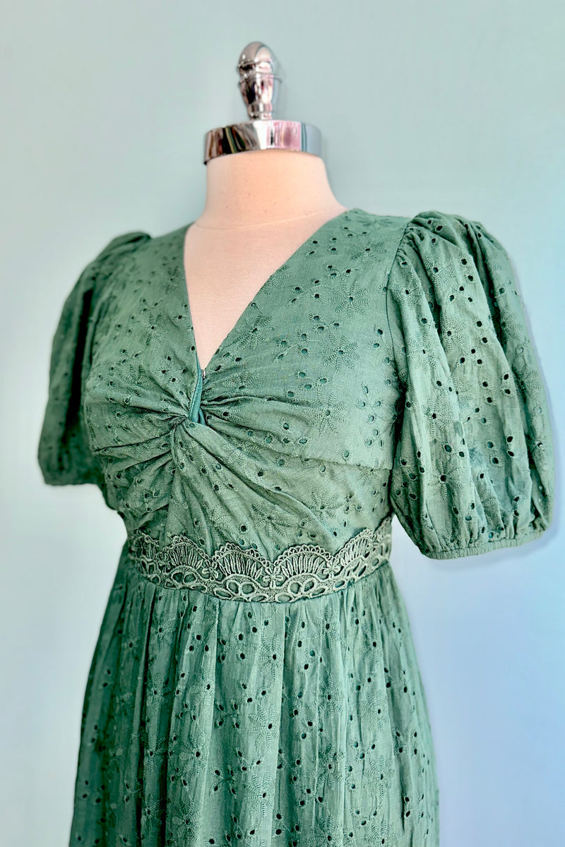 Evergreen Eyelet Midi Dress