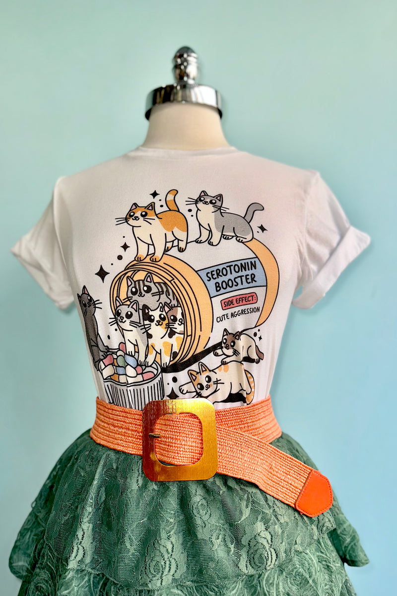 Serotonin Booster Cat T-Shirt in White