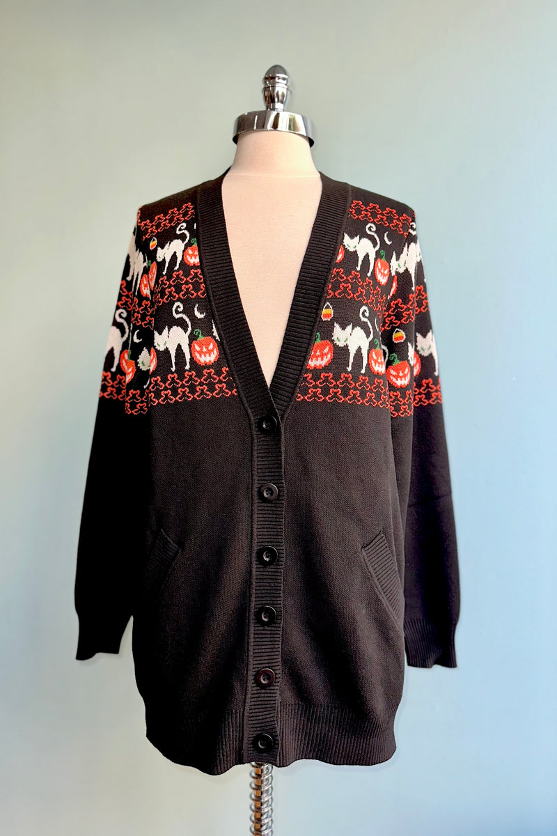 Jack O' Lantern Fair Isle Long Cardigan Sweater