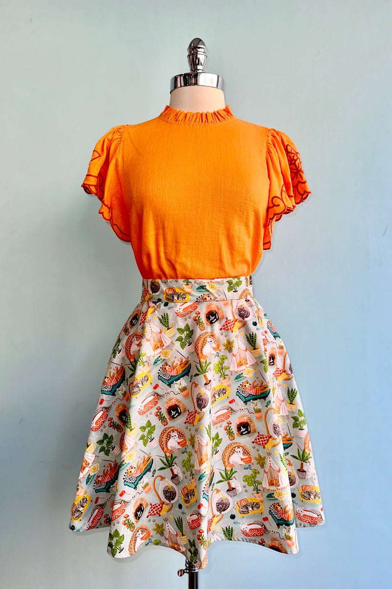 Cats and Plants Skater Skirt by Retrolicious