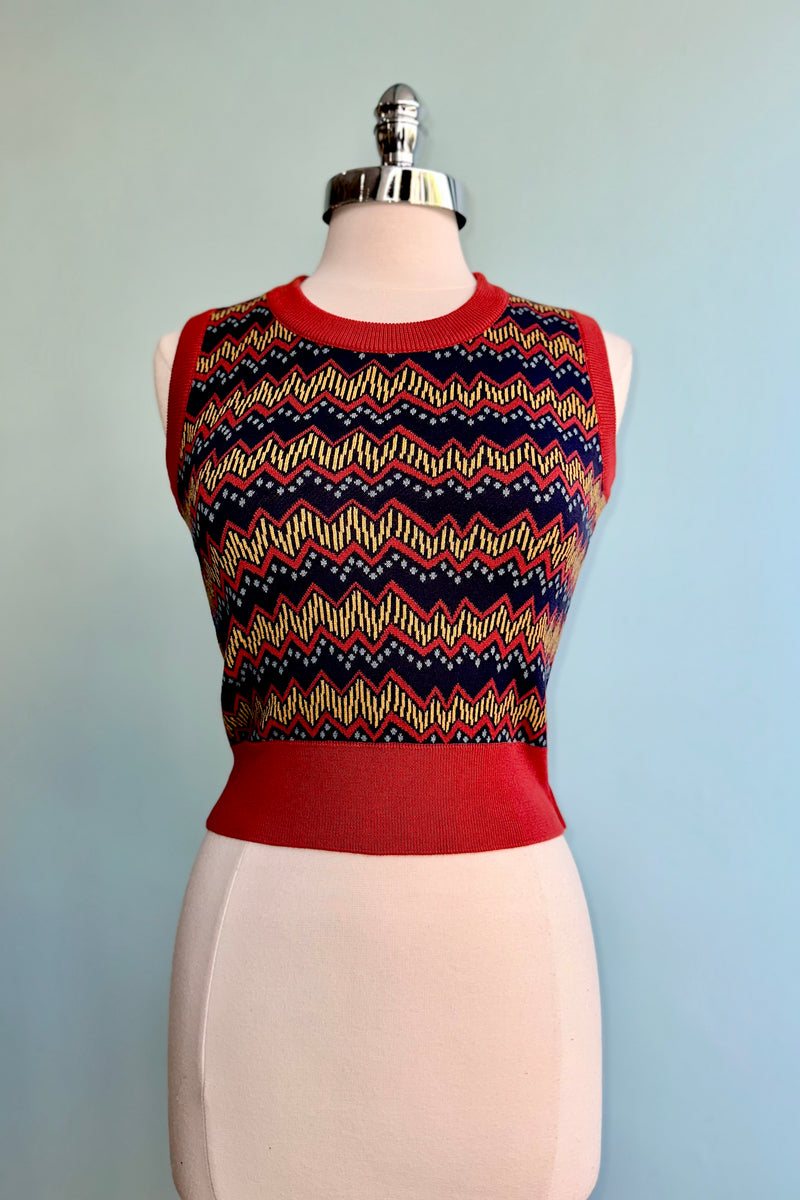Rust Electric Jacquard Shirley Sweater Vest by Palava