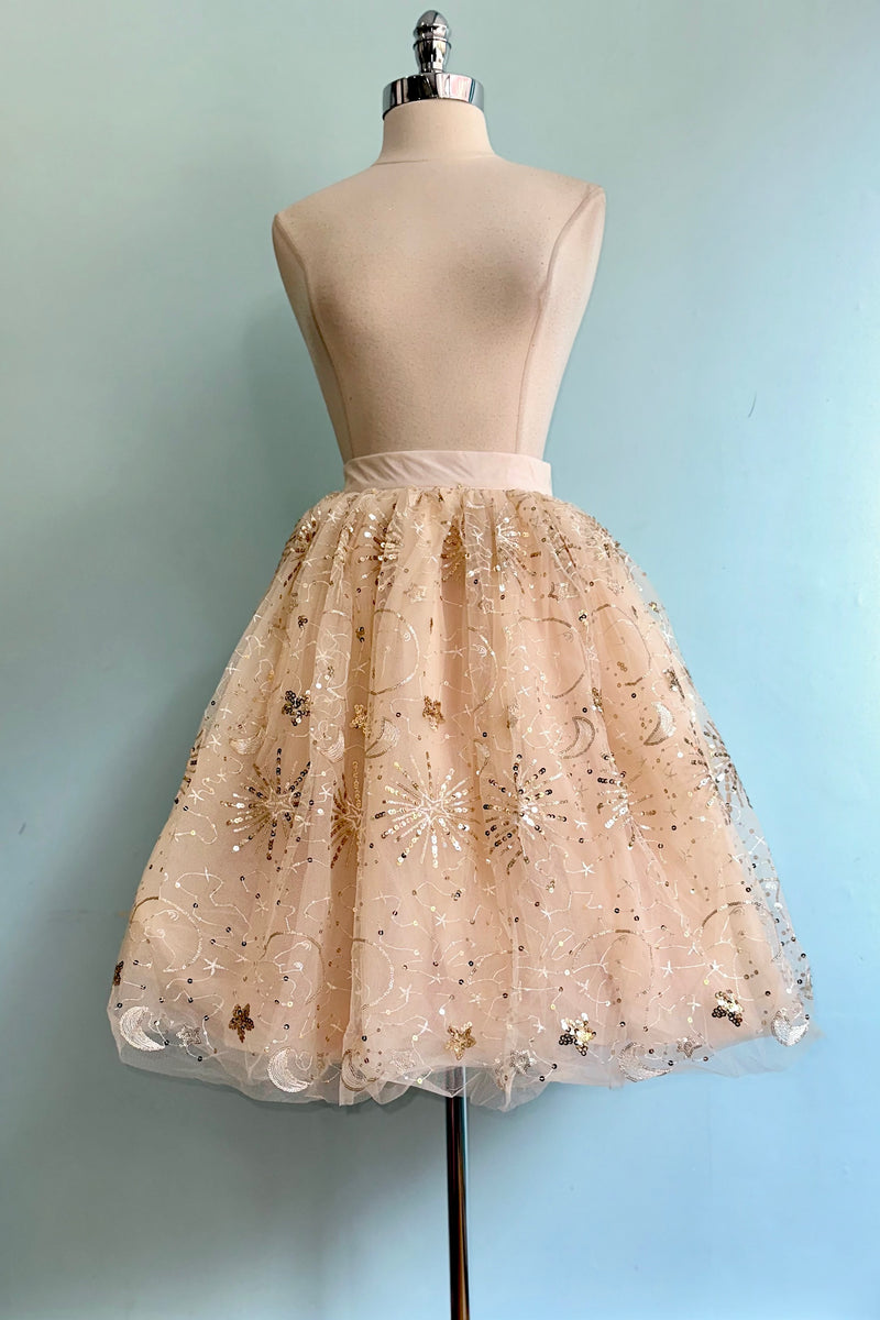 Gold Glitter Mesh Tulle Skirt