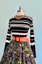 Black and White Striped Mock Neck Sweater by Voodoo Vixen