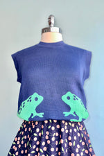 Frog Sweater Vest in Navy by Compania Fantastica